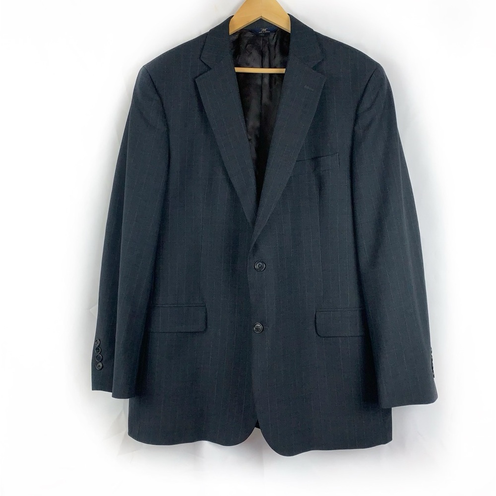 Brooks Brothers "346" Two Button Wool Blazer Jacket in Gray Pinstripe